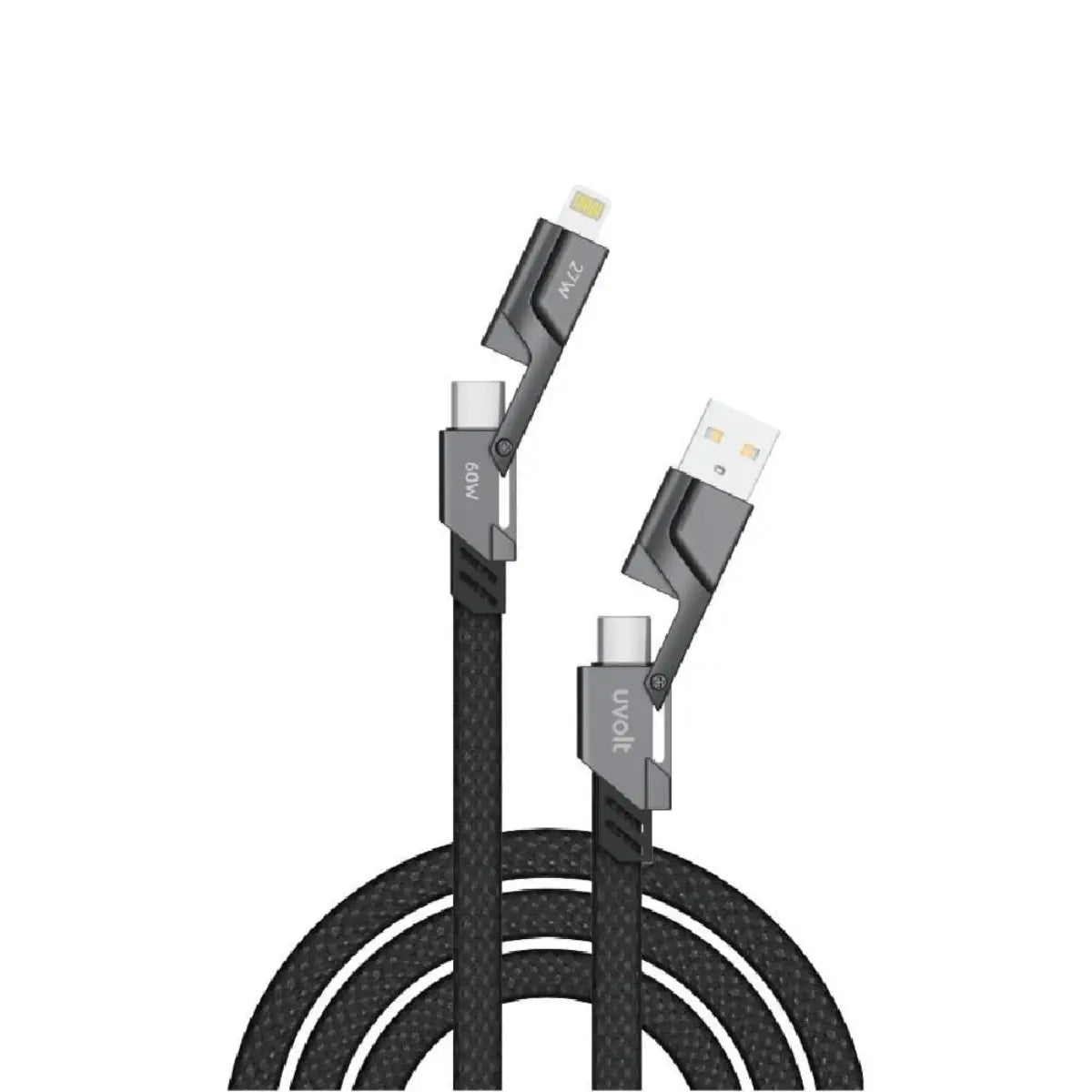 สายชาร์จ Uvolt UV4IN1-01-BLK 4in1 Braided 1.5M สีดำ - SpeedCom