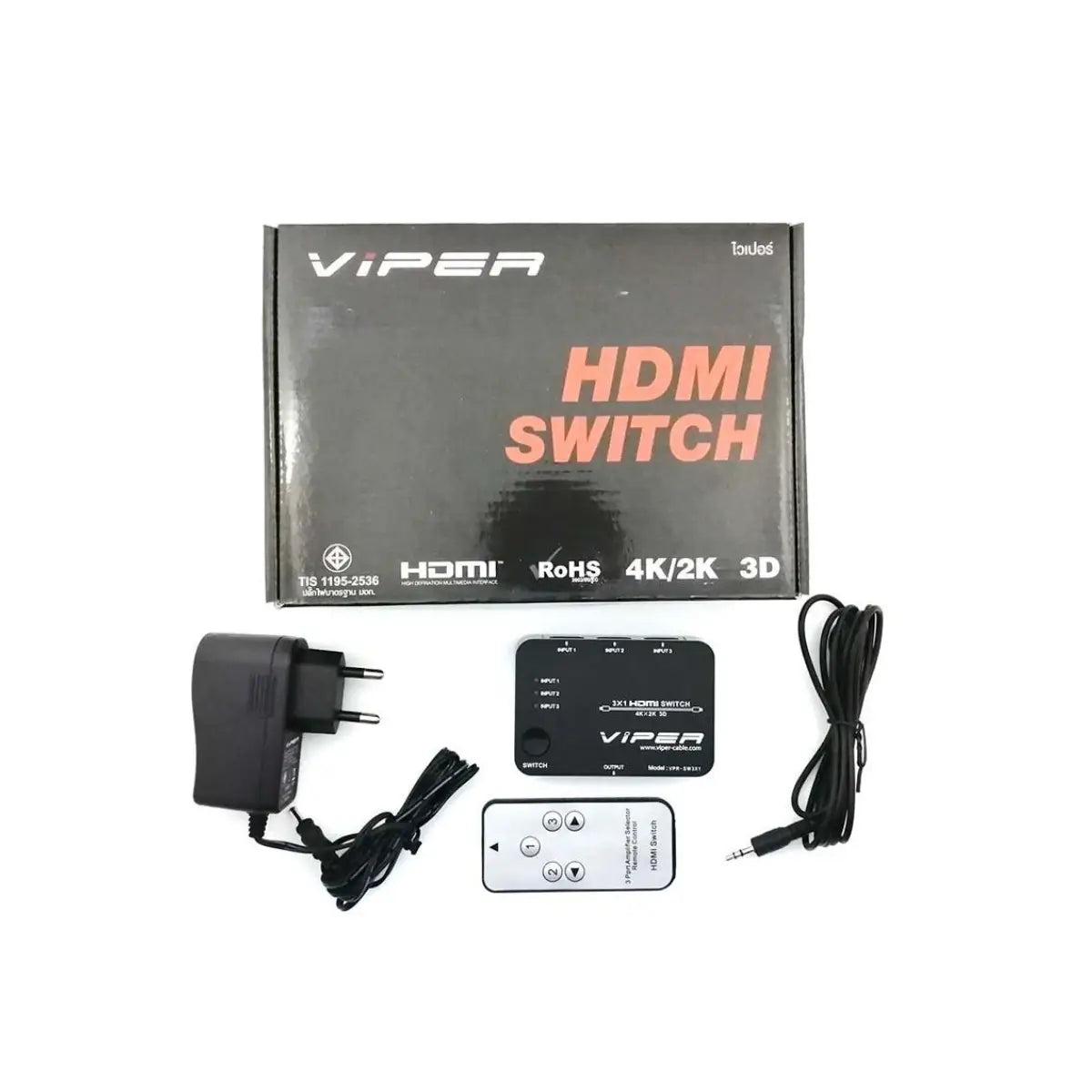 อุปกรณ์แปลงสัญญาณ VIPER VPR-SW3X1 HDMI Switch 3 x HDMI Input and 1 x HDMI Output สีดำ - SpeedCom