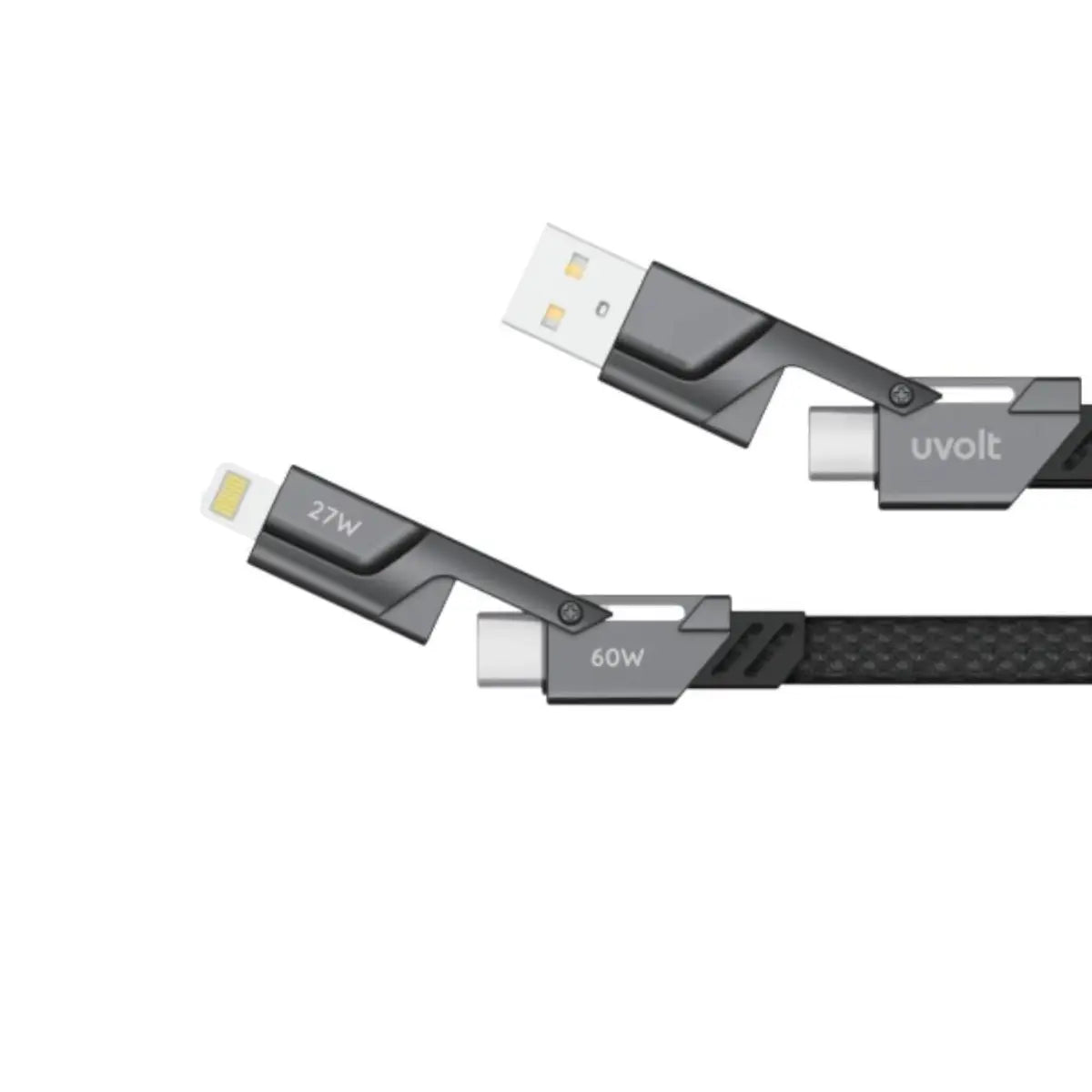 สายชาร์จ Uvolt UV4IN1-01-BLK 4in1 Braided 1.5M สีดำ - SpeedCom