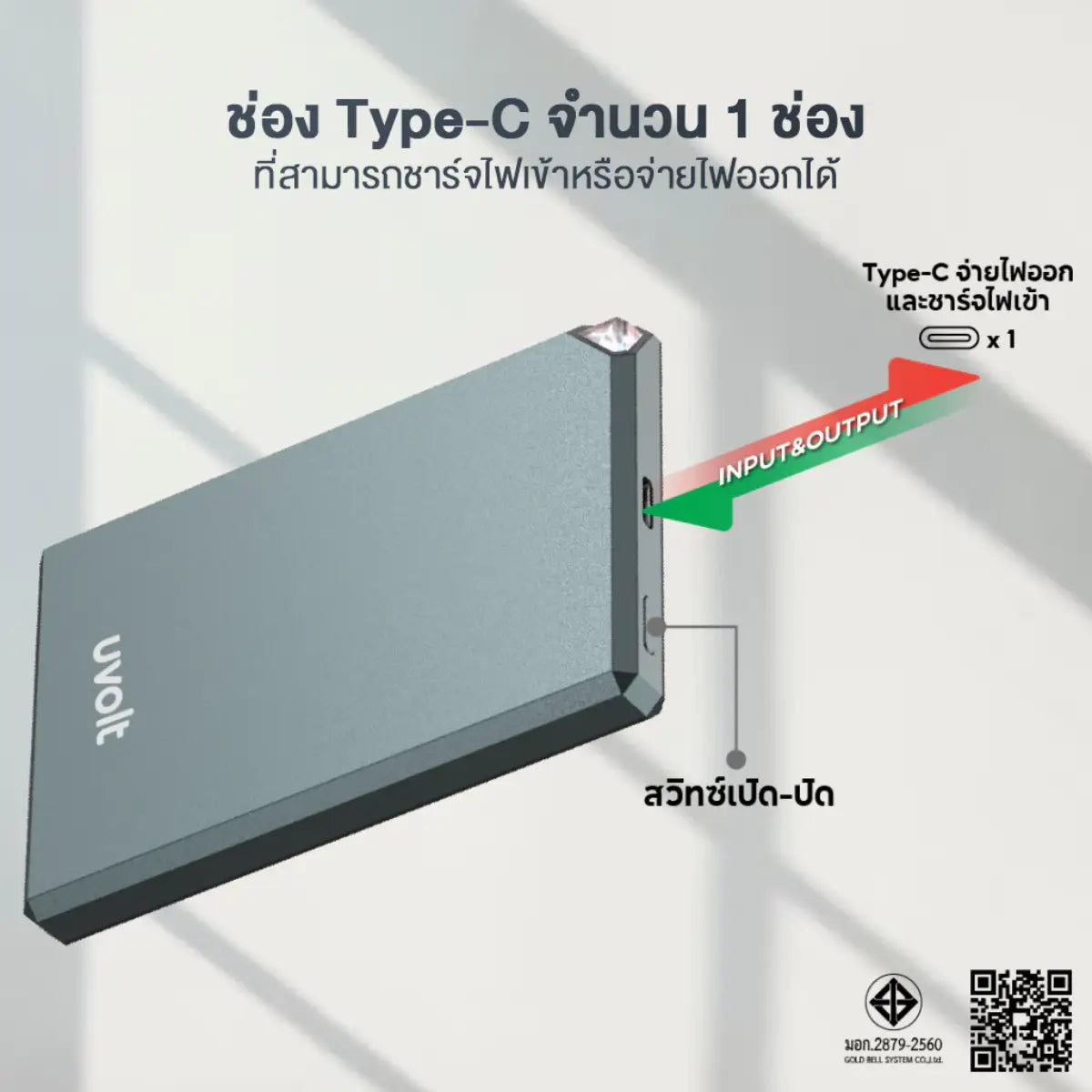 แบตเตอรี่สำรอง UVOLT UVP05W-01 5KmAh C PD18W + WL Magnet 15W - SpeedCom