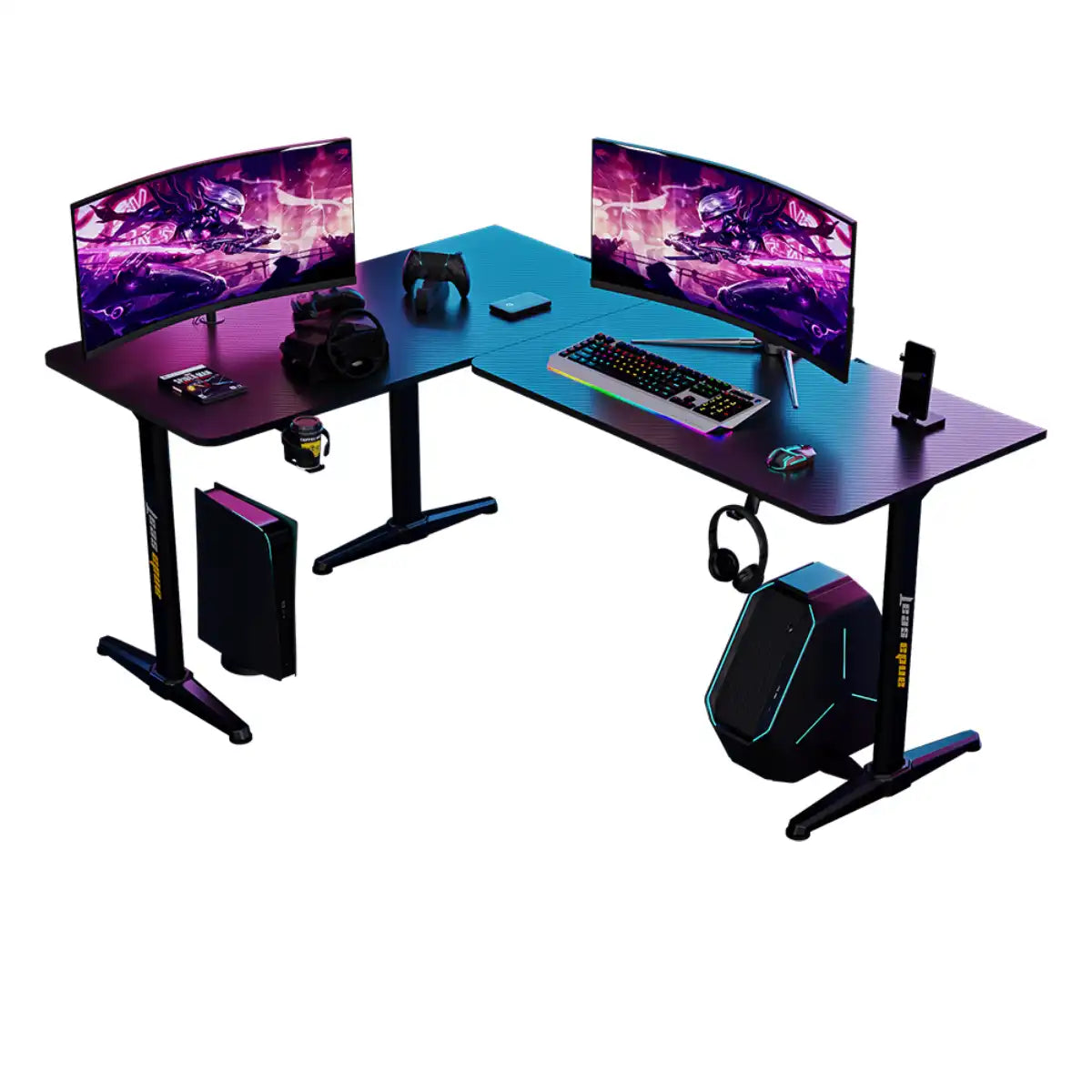 โต๊ะเกมมิ่ง Anda Seat Wind Seeker L-shaped AD-D-PT-1600-01-B สีดำ - SpeedCom