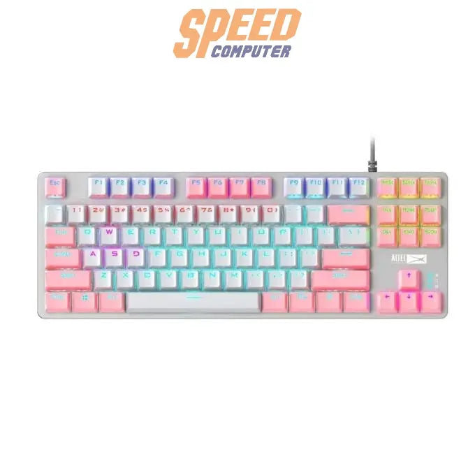 คีย์บอร์ด ALTEC GAMING KEYBOARD Lansing TKL GK8404FQ Pink-White 87 keys 60M lifespan blue switch 2YSpeedCom