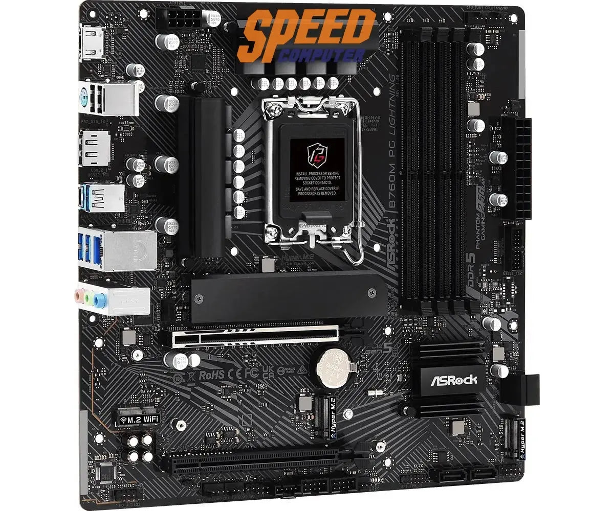 เมนบอร์ด ASROCK B760M PG LIGHTNING DDR5 LGA1700 Micro ATX - SpeedCom
