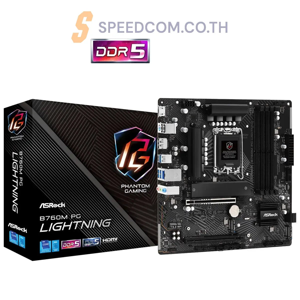 เมนบอร์ด ASRock B760M Phantom Gaming Lightning LGA1700 ATX