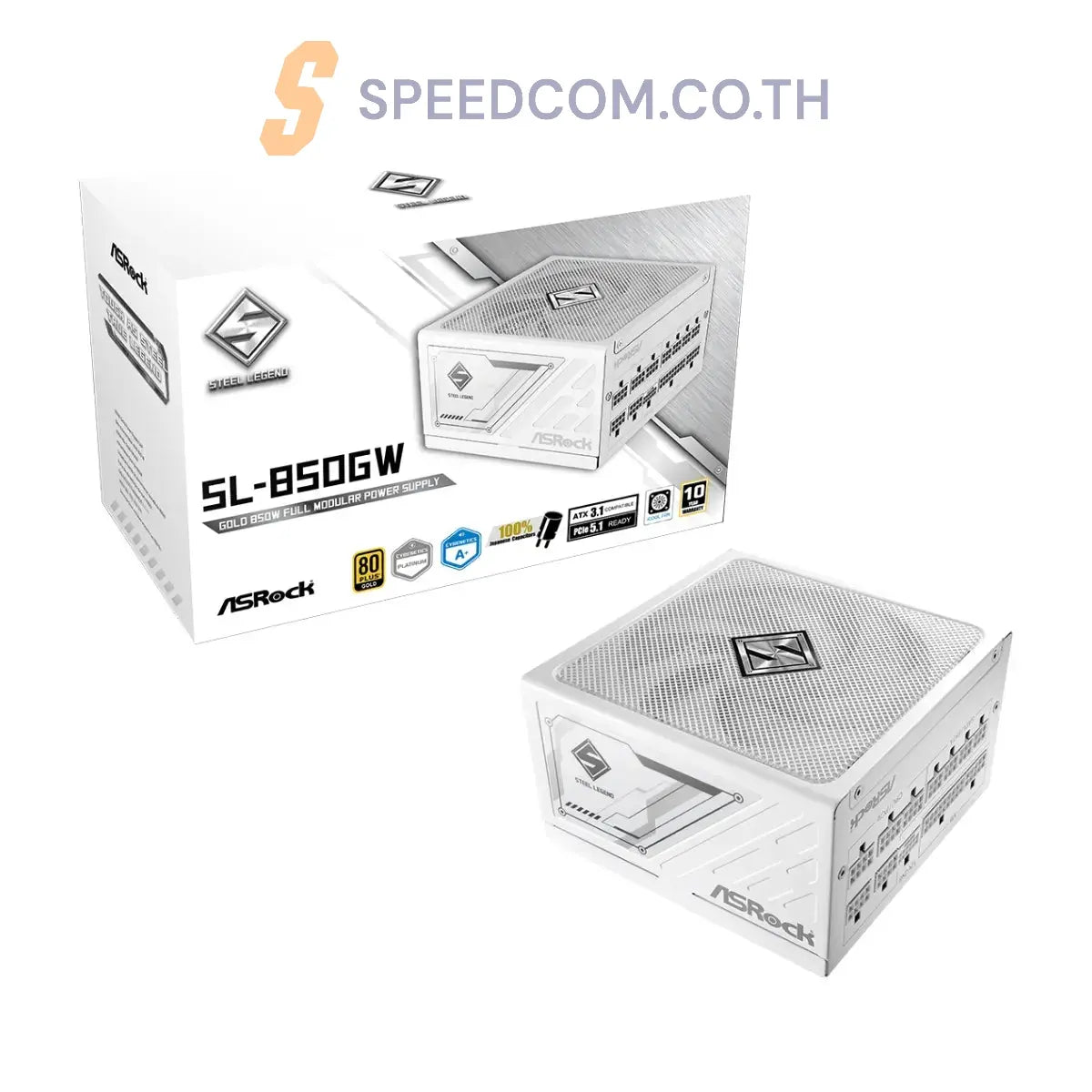 อุปกรณ์จ่ายไฟ ASRock Steel Legend SL-850GW 80 PLUS Gold 850W สีขาว