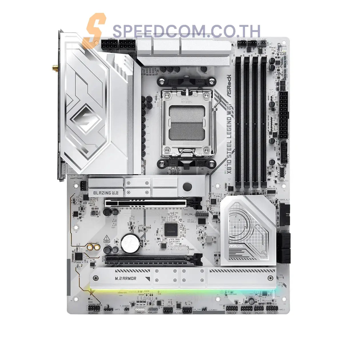 เมนบอร์ด ASRock X870 STEEL LEGEND WIFI AM5 DDR5 ATX สีขาว - SpeedCom