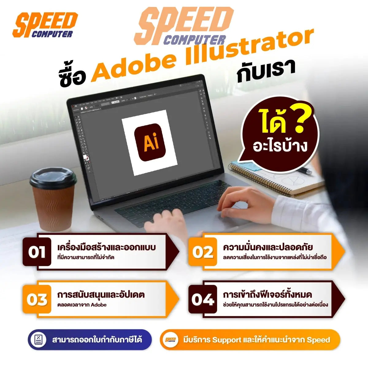 ซอฟต์แวร์ลิขสิทธิ์เเท้ Adobe Illustrator สำหรับ 1 ปี - SpeedCom