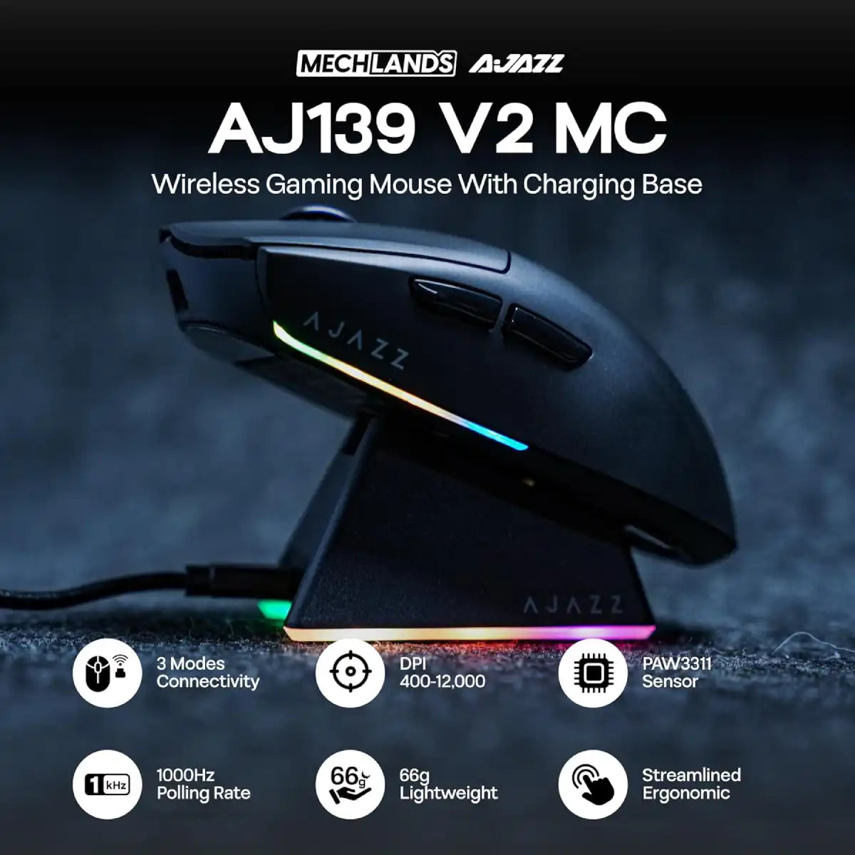 เมาส์ไร้สาย Ajazz APEX AJ139 V2 MC