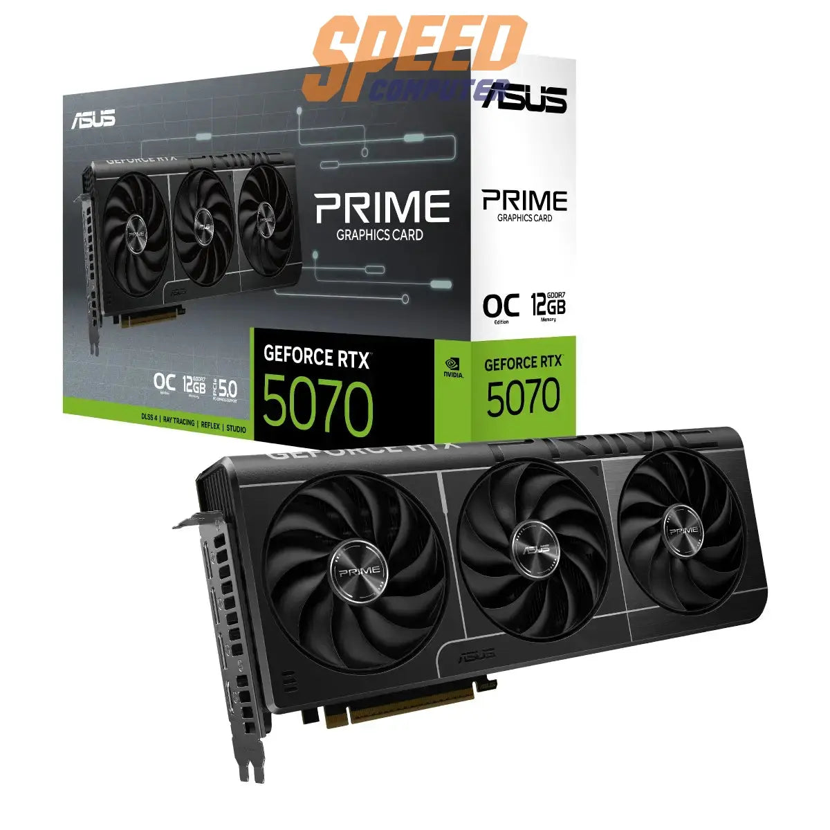 การ์ดจอ Asus PRIME GeForce RTX 5070 รุ่น OC Edition มาพร้อมหน่วยความจำ 12GB GDDR7 ประสิทธิภาพสูงสำหรับงานกราฟิกและเกม