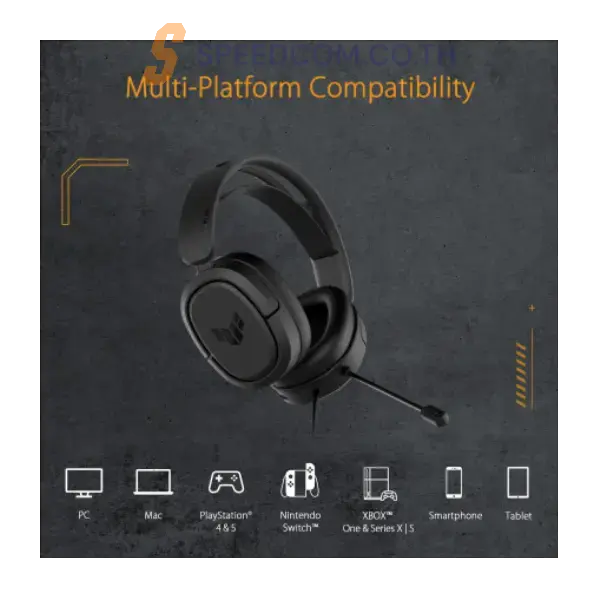 หูฟังเกมมิ่ง Asus TUF GAMING H1 ระบบเสียง 7.1 ไมโครโฟนตัดเสียงรบกวน ใส่สบาย รองรับการเล่นเกมระยะยาว