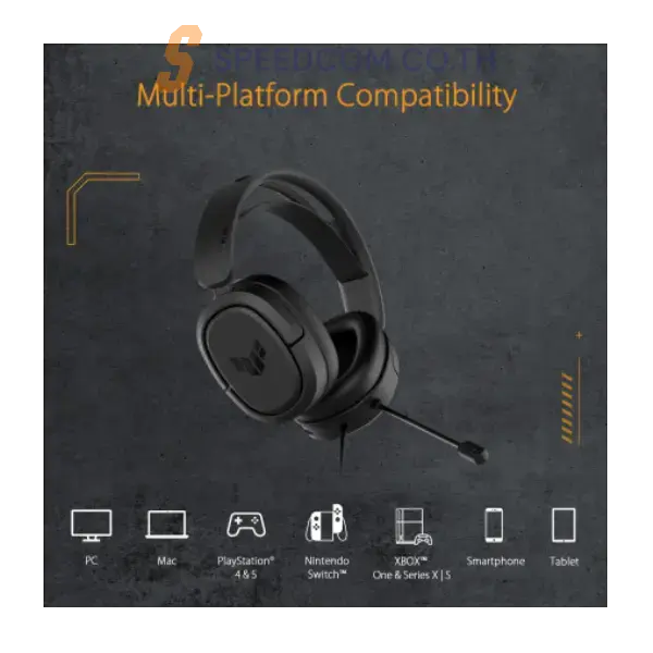 หูฟังเกมมิ่ง Asus TUF GAMING H1 ระบบเสียง 7.1 ไมโครโฟนตัดเสียงรบกวน ใส่สบาย รองรับการเล่นเกมระยะยาว