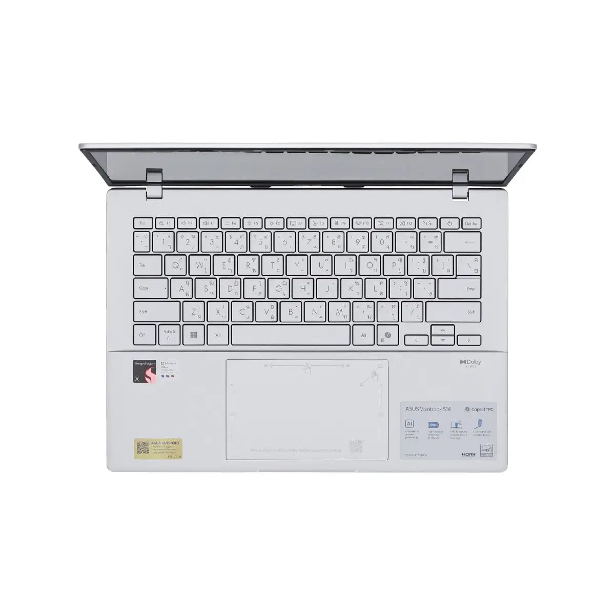 โน๊ตบุ๊ค Asus Vivobook S14 S3407QA-OLED053WA Snapdragon X สีเงิน(Cool silver)