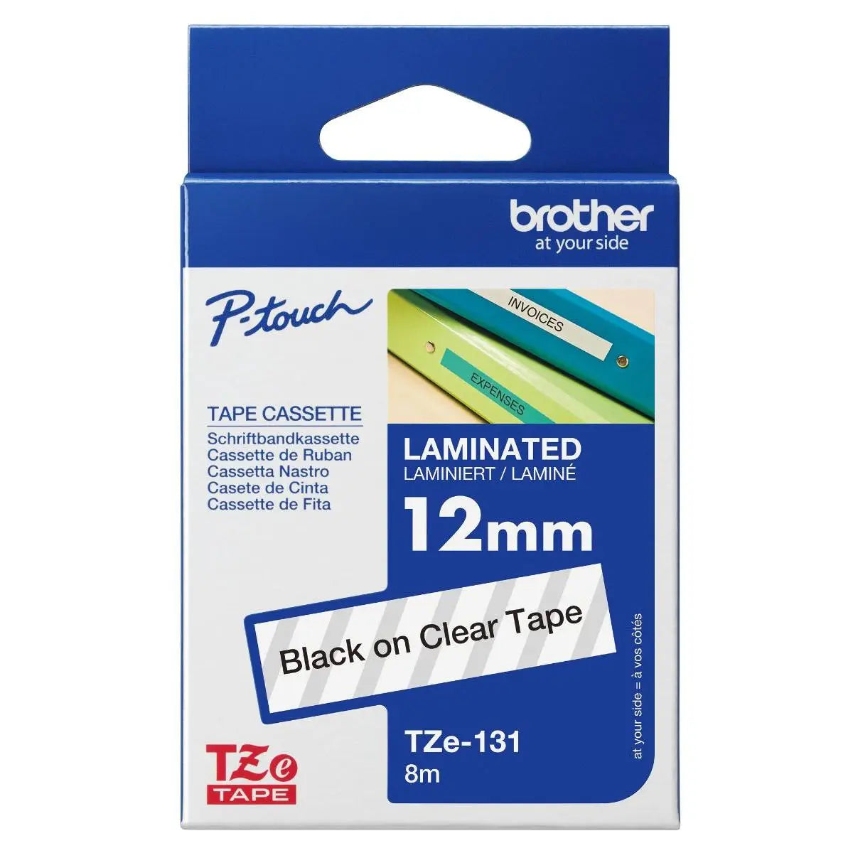 เทปพิมพ์อักษร Brother TZe 12mm. x8m Standard Laminated - SpeedCom