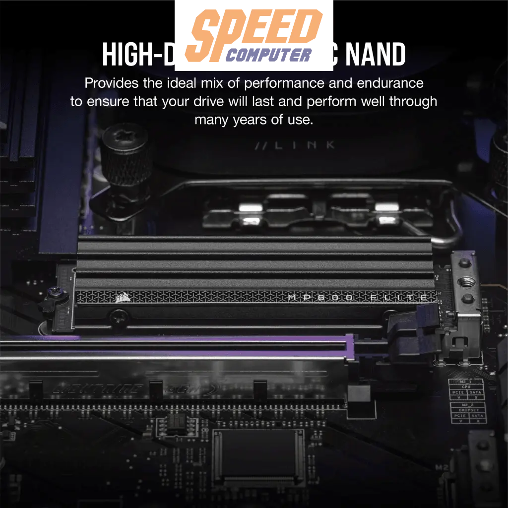 เอสเอสดี CORSAIR SSD MP600 ELITE WITH HEATSINK 1TB : CSSD-F1000GBMP600EHS READ7000 WRITE6500/5Y - SpeedCom