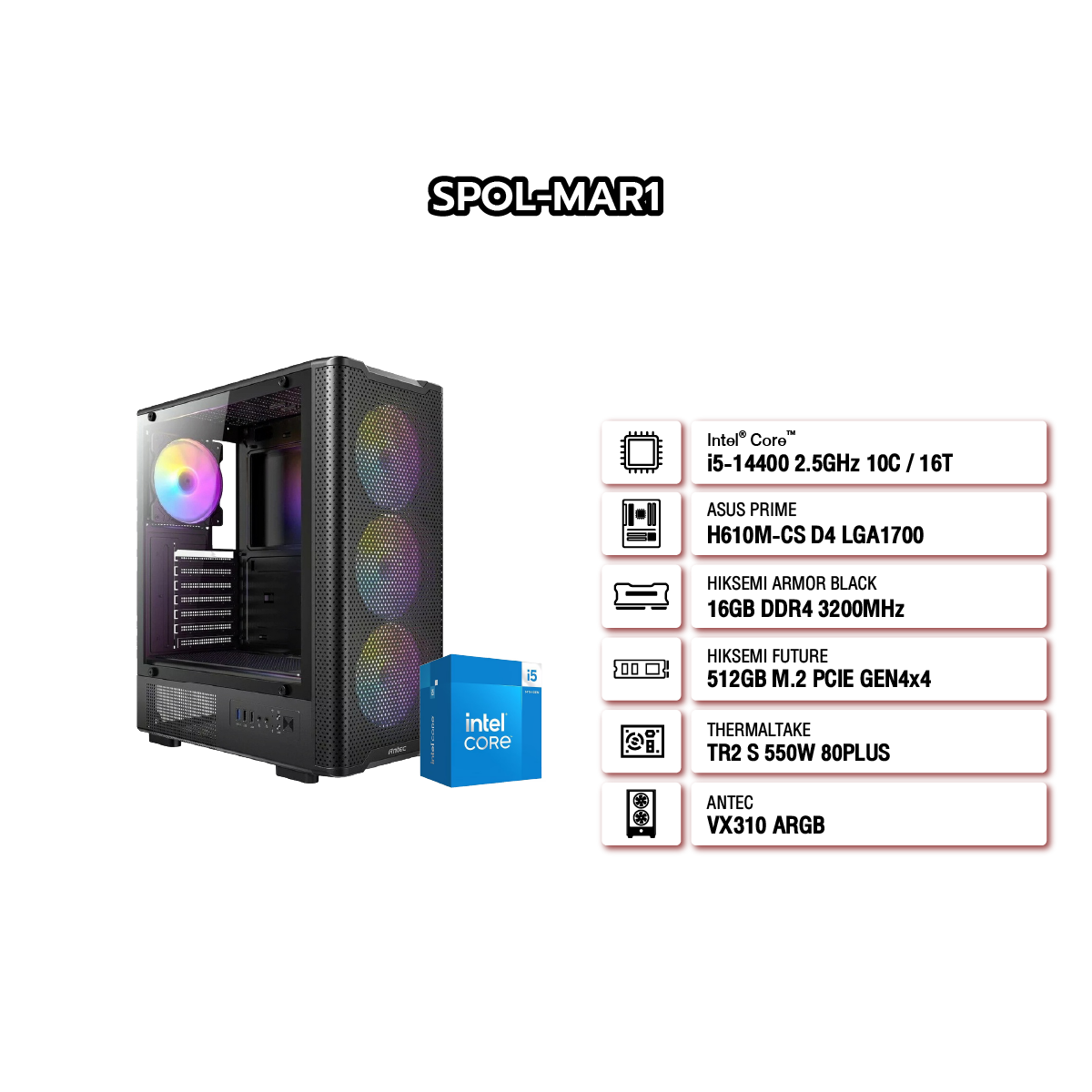 คอมประกอบ Set SPOL-MAR1-I5-14400-16GB-512GB-BK