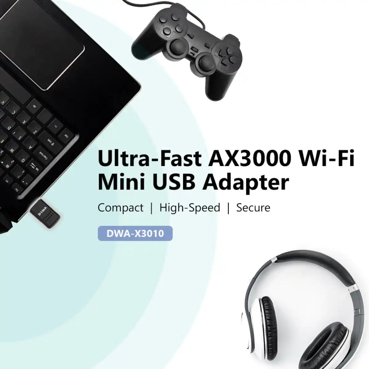 อุปกรณ์รับสัญญาณไวไฟ D-Link DWA-X3010 Wireless USB Adater Wi-Fi 6 AX3000