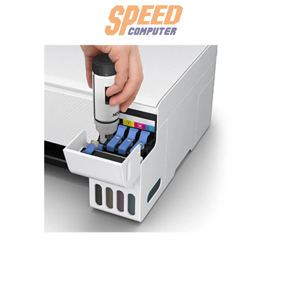 ปริ้นเตอร์อิงค์เจ็ท Epson EcoTank L3216 สีขาว (ฟรีหมึก 1 ขวด EPSON-T00V100 สีดำ) - SpeedCom