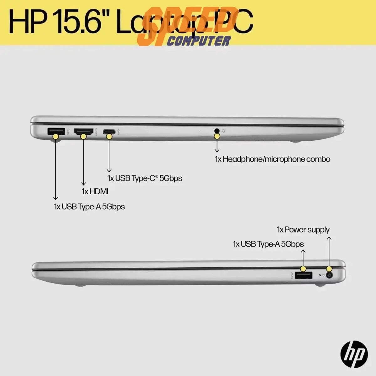 โน๊ตบุ๊ค HP 15-fc0055AU (9Q4G0PA) Ryzen 3 สีเงิน (Natural Silver) - SpeedCom
