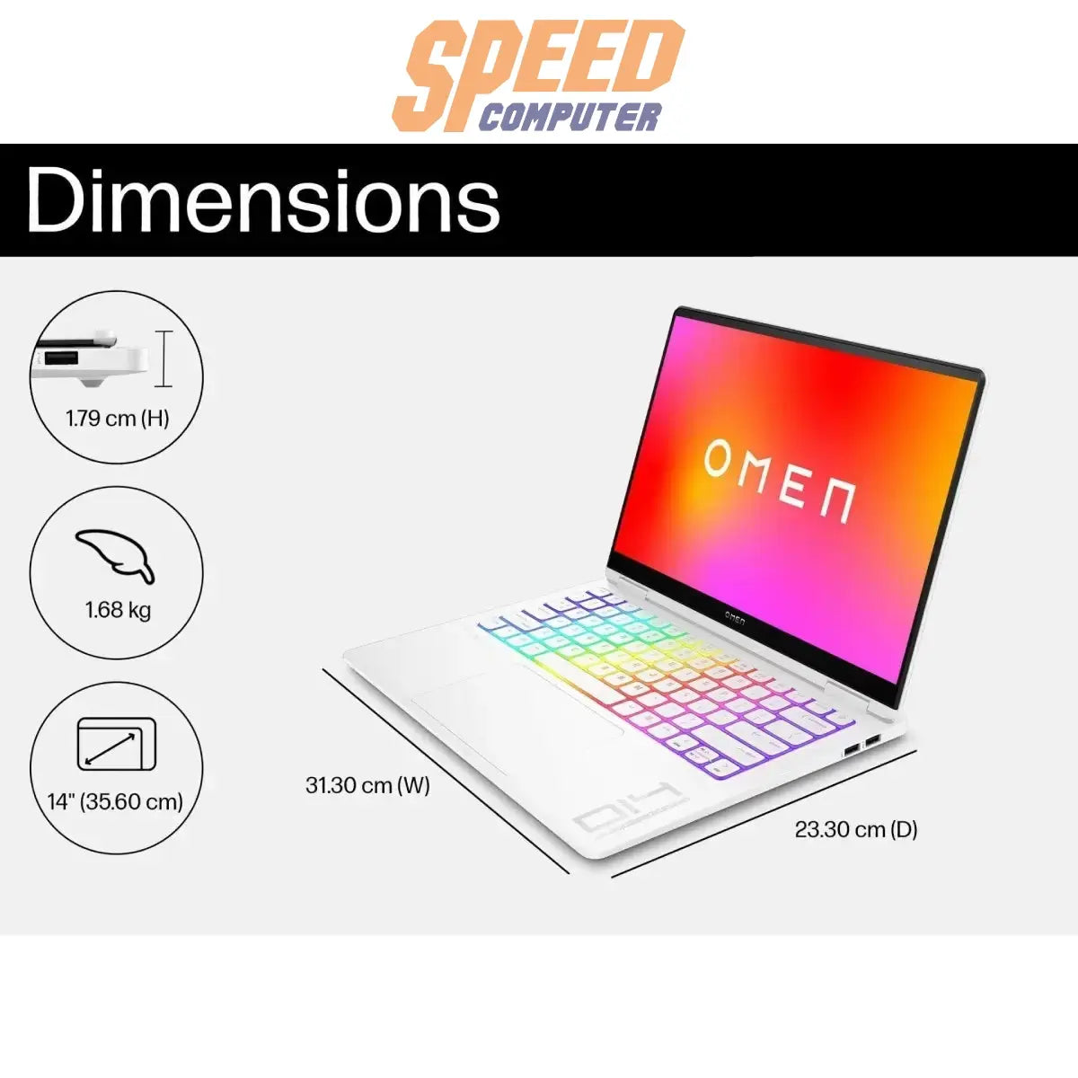 โน๊ตบุ๊ค HP Omen 14-FB0139TX Ultra 9 สีขาว (Ceramic White)SpeedCom