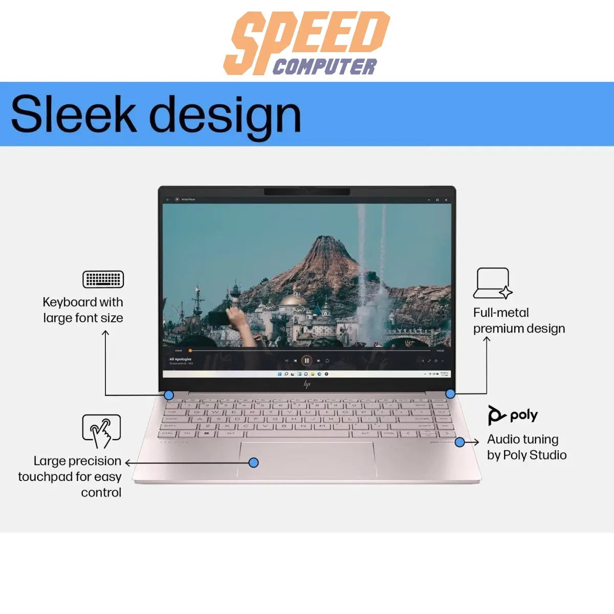 โน๊ตบุ๊ค HP Pavilion Plus 14 - EW1096TU (AV8N0PA) Ultra7 สีชมพู (Tranquil Pink) - SpeedCom