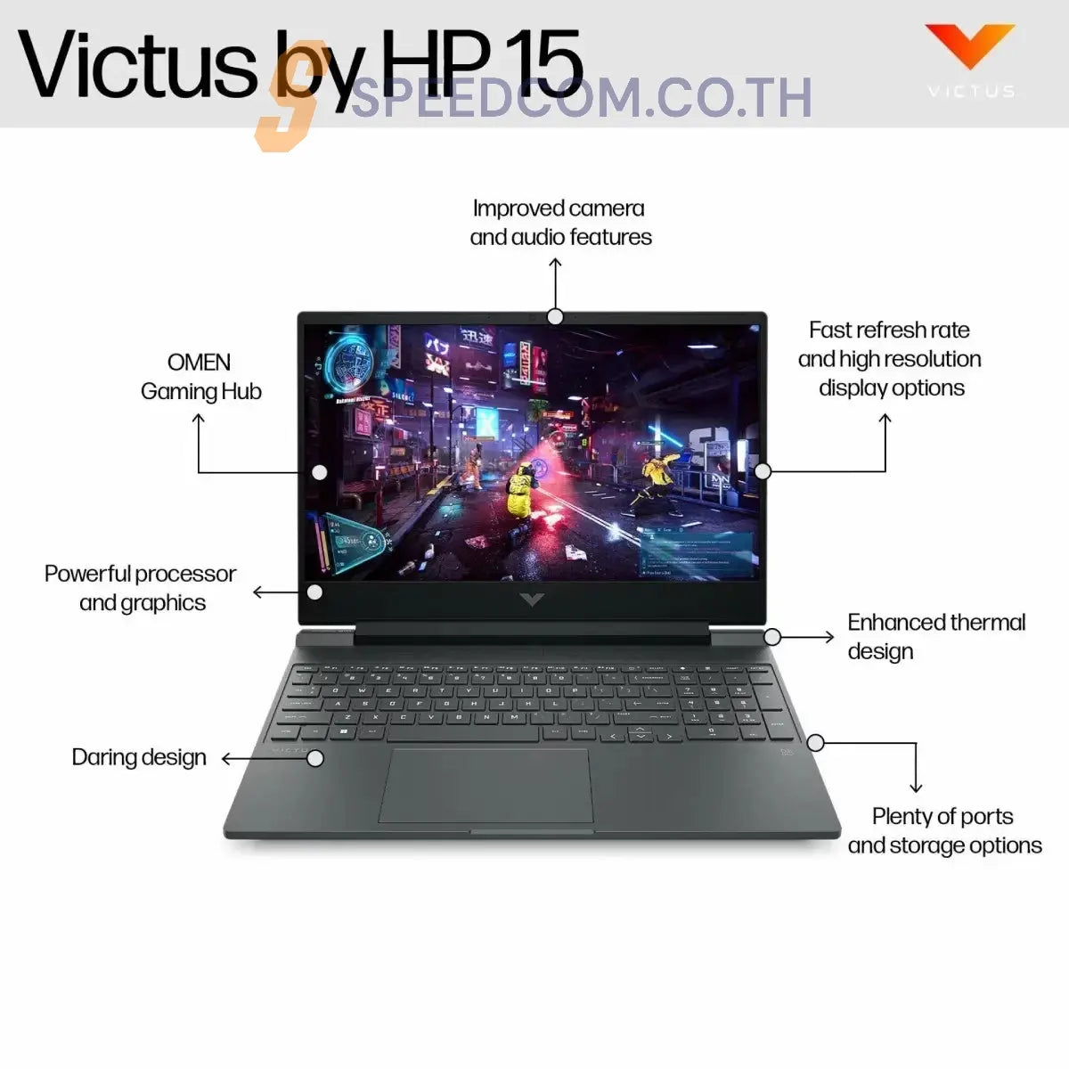โน๊ตบุ๊ค HP Victus 15 FB3087AX Ryzen 7 สีเงิน (Mica Silver) - SpeedCom