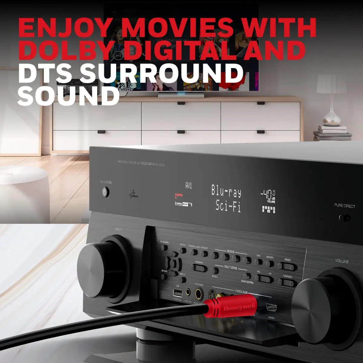 สายสัญญาณเสียงดิจิตอล Honeywell Digital optical Cable TosLink 2M