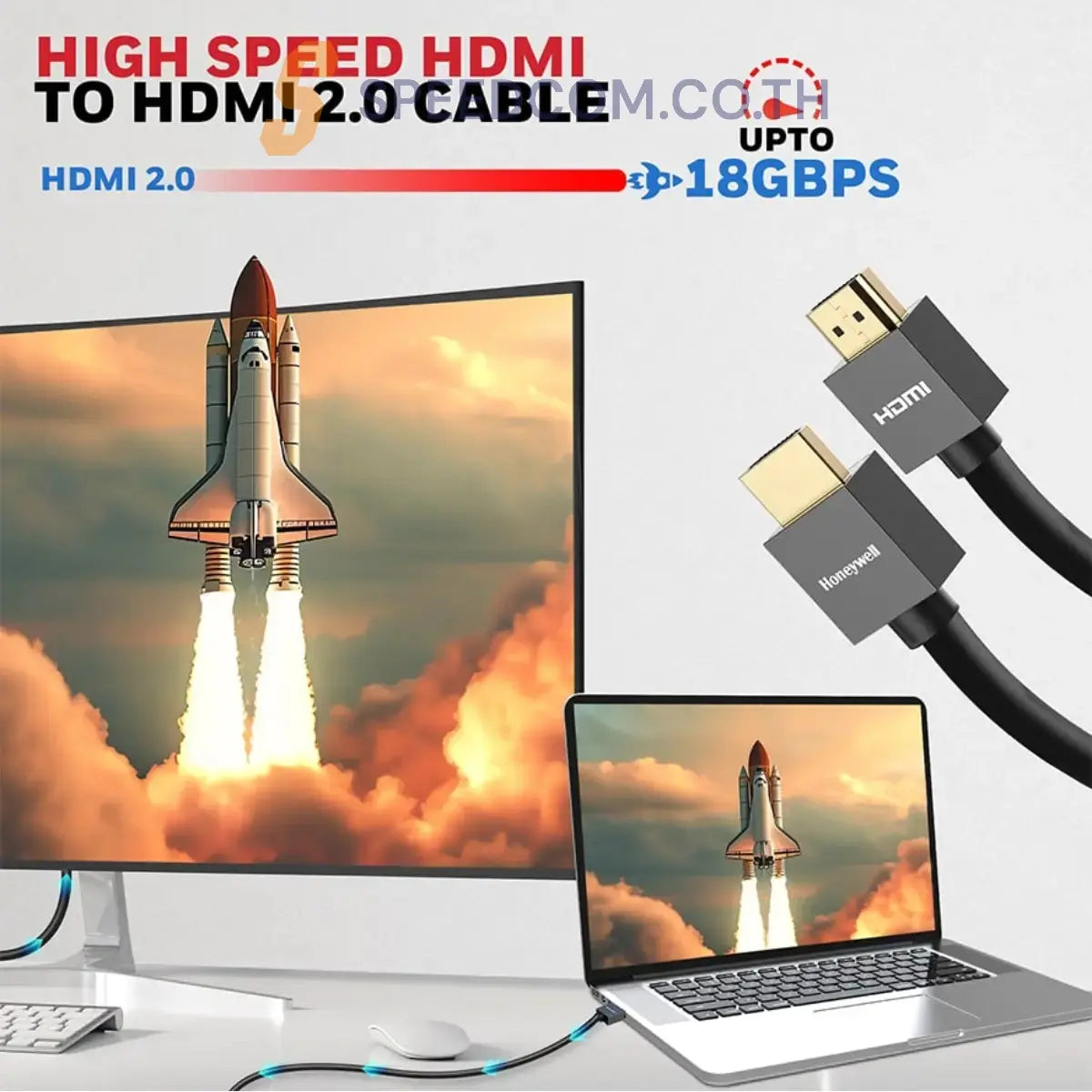 สายต่อจอคอมพิวเตอร์ Honeywell HDMI 2.0 with Ethernet Compliant Slim