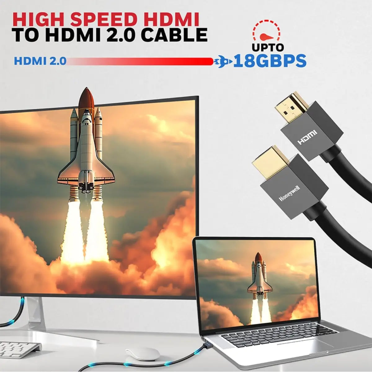 สายต่อจอคอมพิวเตอร์ Honeywell HDMI 2.0 with Ethernet Compliant Slim