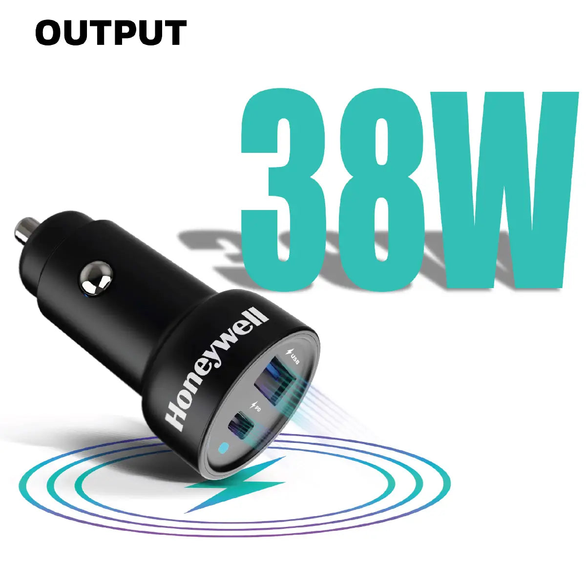 หัวชาร์จบนรถยนต์ Honeywell Micro CLA 38W PD Smart Car Charger สีดำ