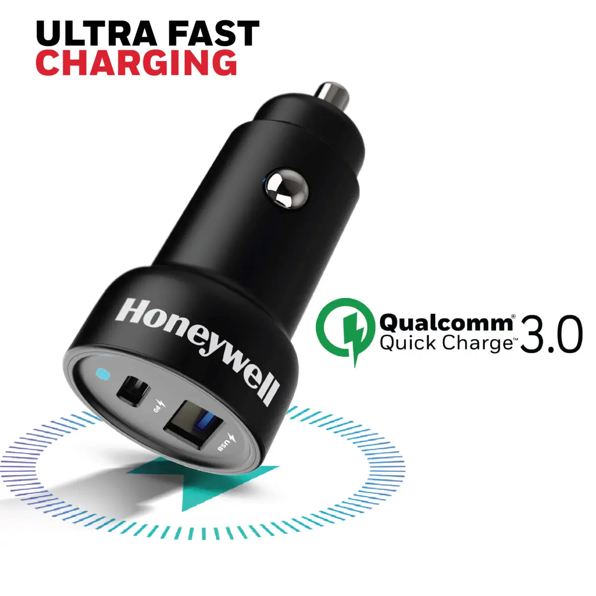 หัวชาร์จบนรถยนต์ Honeywell Micro CLA 45W PD Smart Car Charger สีดำ