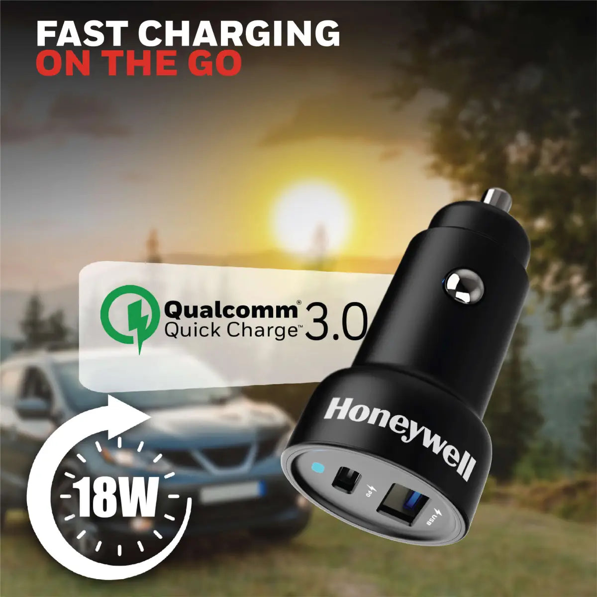 หัวชาร์จบนรถยนต์ Honeywell Micro CLA 45W PD Smart Car Charger สีดำ