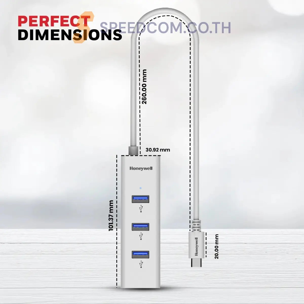 ยูเอสบีฮับ Honeywell Momentum Type C to 4 Port USB 3.0 Hub สีขาว