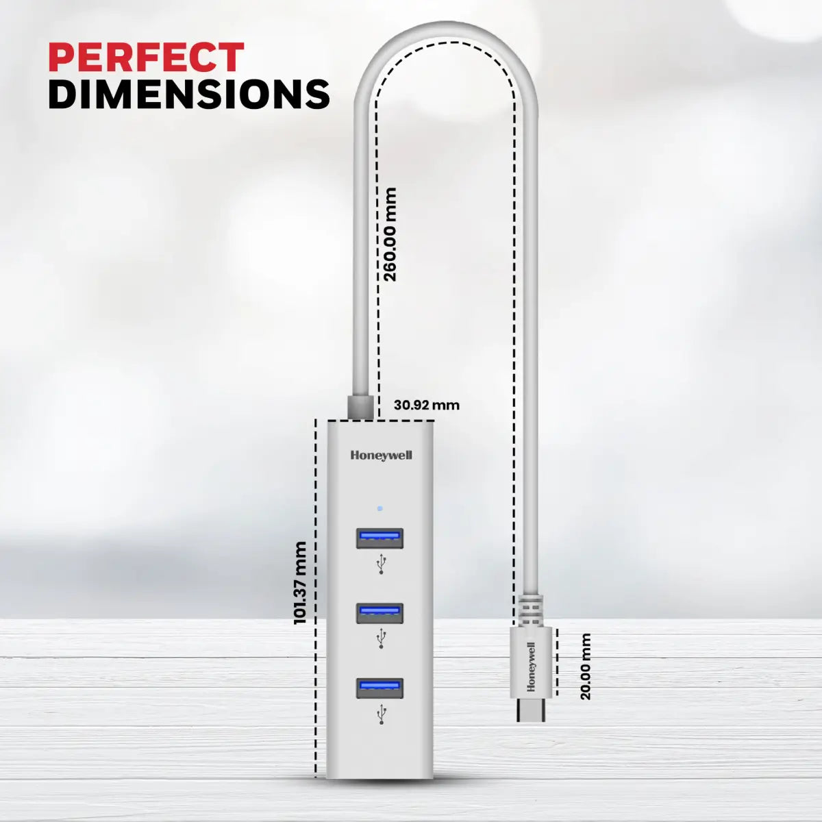ยูเอสบีฮับ Honeywell Momentum Type C to 4 Port USB 3.0 Hub สีขาว