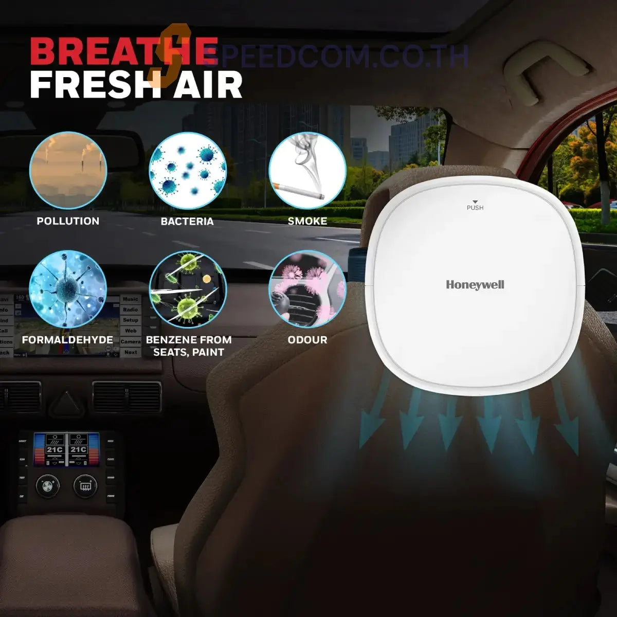เครื่องฟอกอากาศในรถบนต์ Honeywell Move Pure 3 Car Air Purifier สีขาว