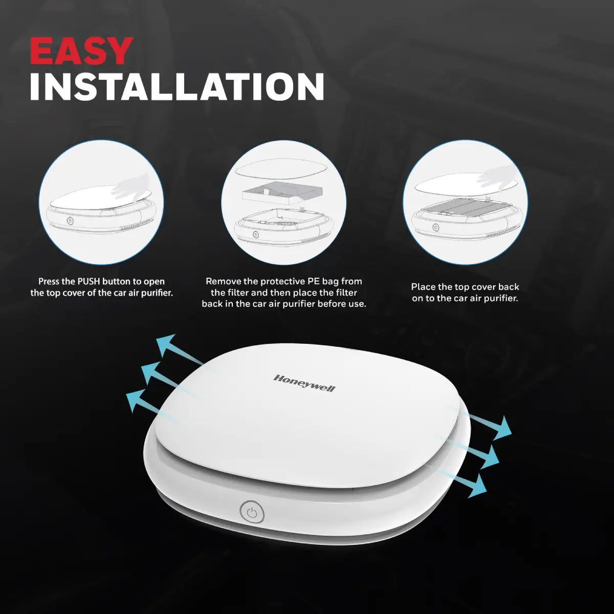 เครื่องฟอกอากาศในรถบนต์ Honeywell Move Pure 3 Car Air Purifier สีขาว