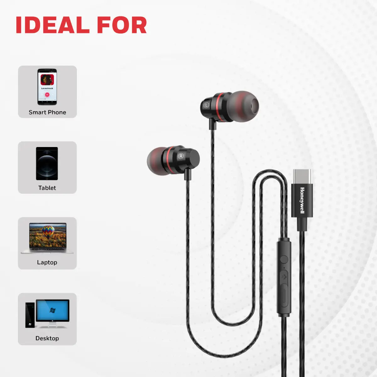 หูฟังอินเอียร์ Honeywell Suono P60 Wired Earphones - SpeedCom