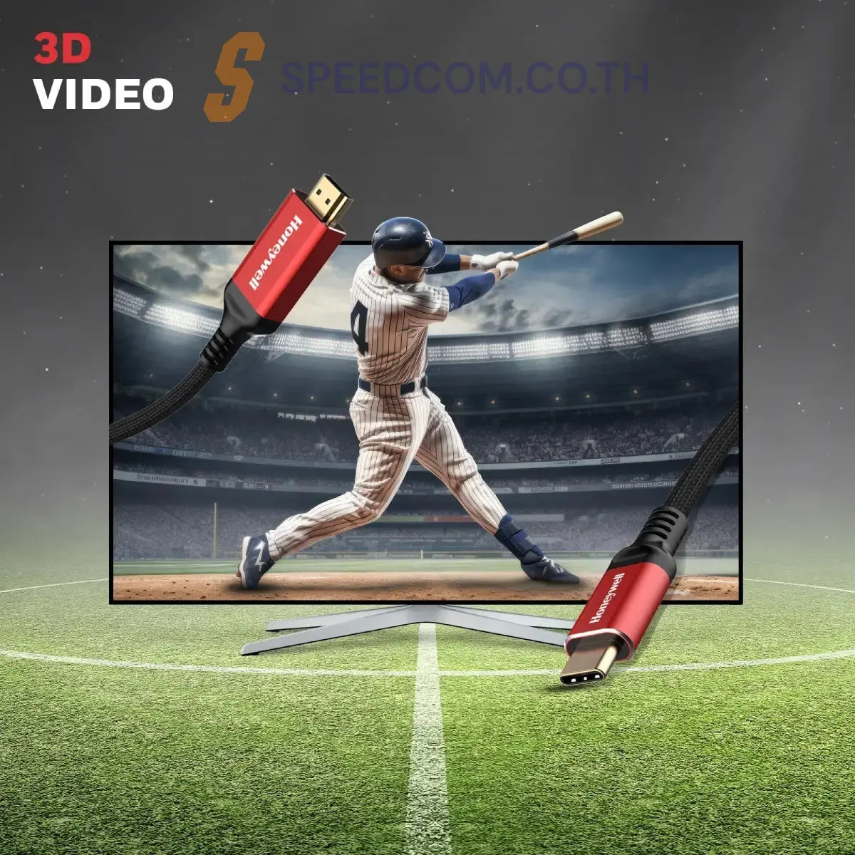 สายต่อจอคอมพิวเตอร์ Honeywell Type C to HDMI Cable สีแดง