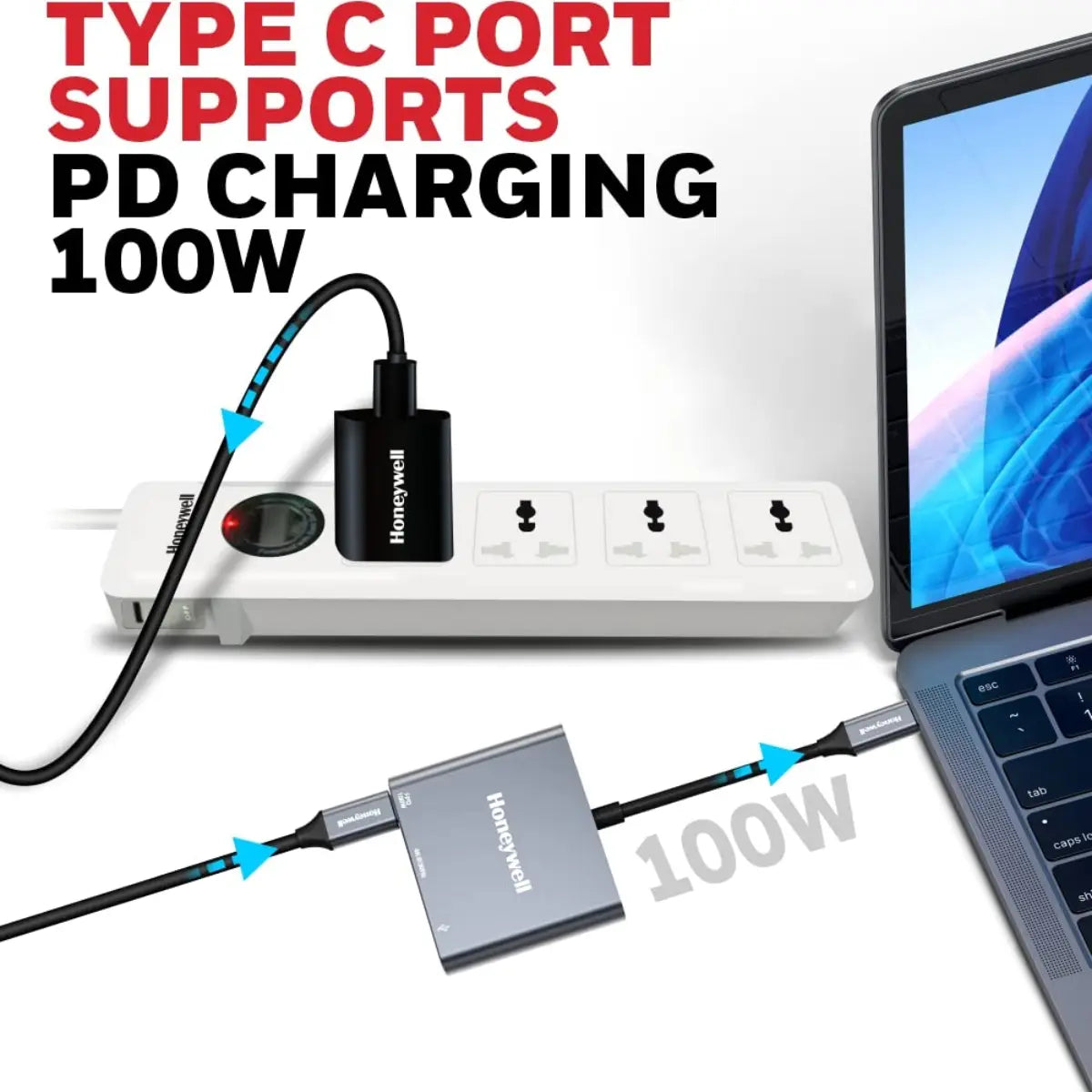 อุปกรณ์แปลงสัญญาณ Honeywell Type C to HDMI PD Charging and USB 3.0 Adapter