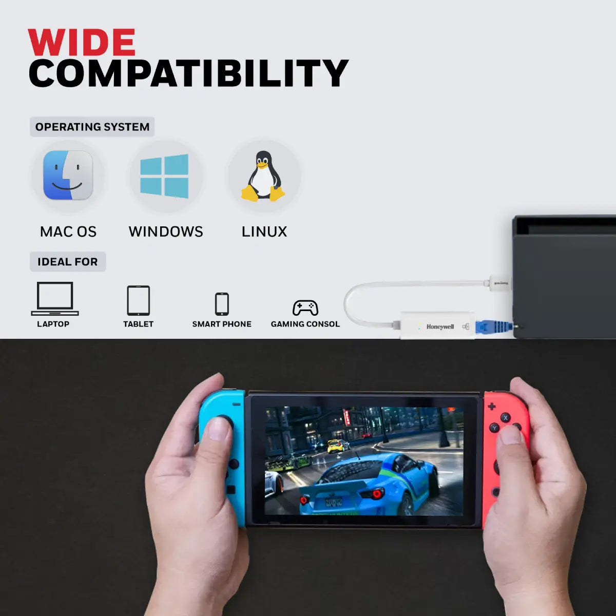 อุปกรณ์แปลงสัญญาณ Honeywell USB 3.1 to Gigabit Ethernet Adapter สีขาว