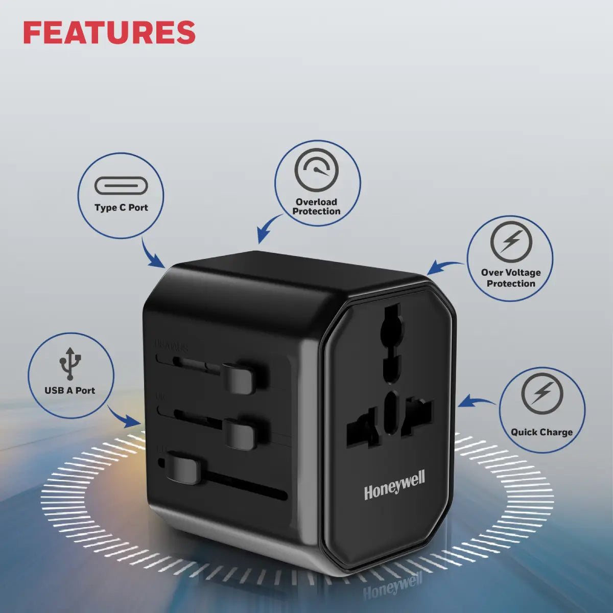 ปลั๊กพกพา Honeywell Universal World Travel Adapter 38W - SpeedCom