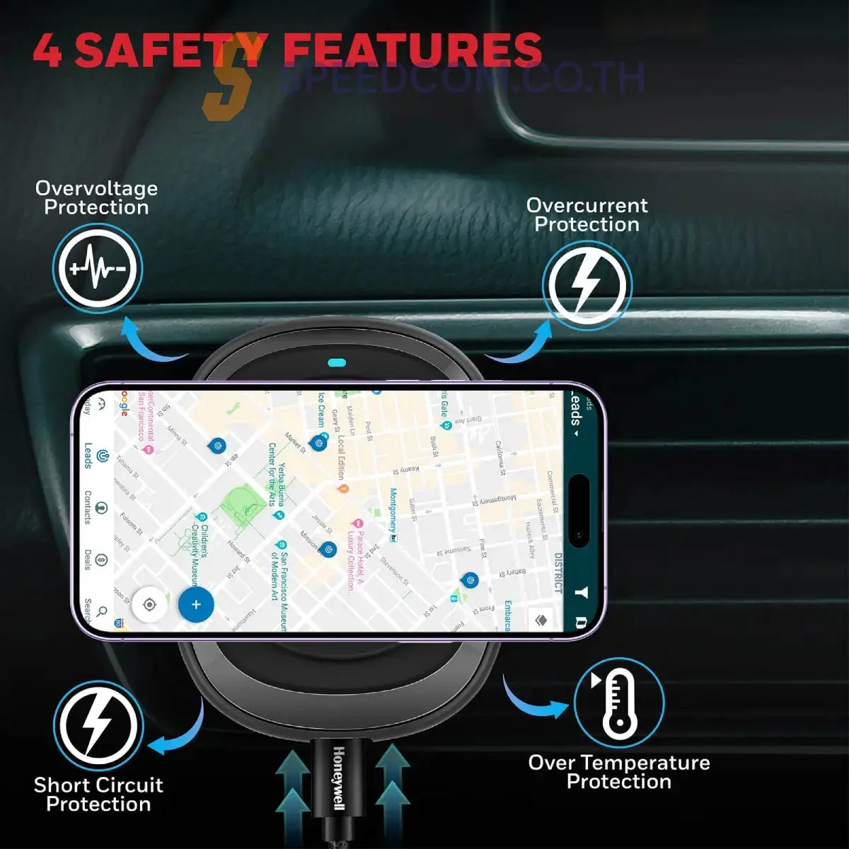 แท่นชาร์จบนรถยนต์ Honeywell Zest MagSafe Phone Mount Car Charger - SpeedCom