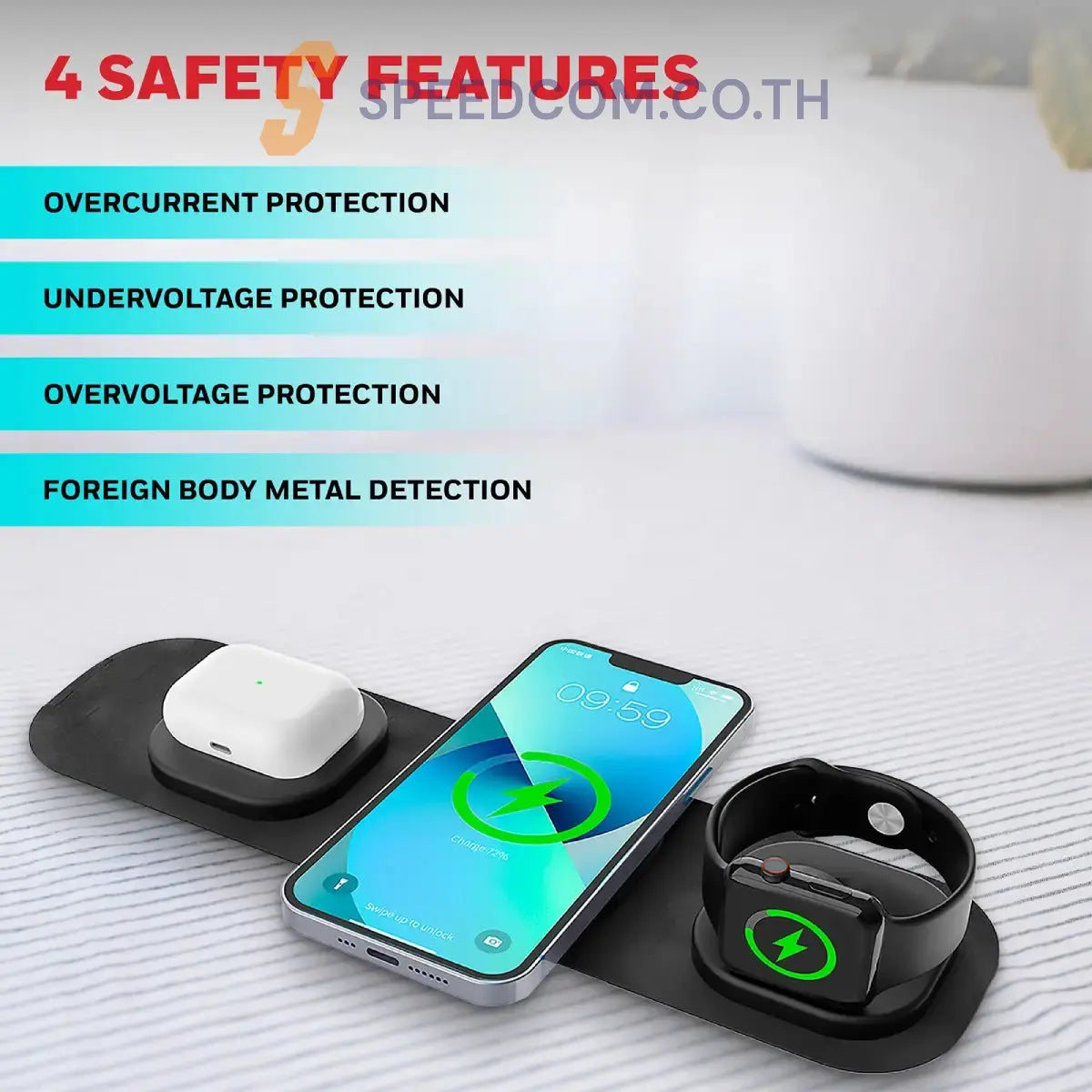 แท่นชาร์จ Honeywell Zest Wireless 3 in 1 Foldable Charger - SpeedCom