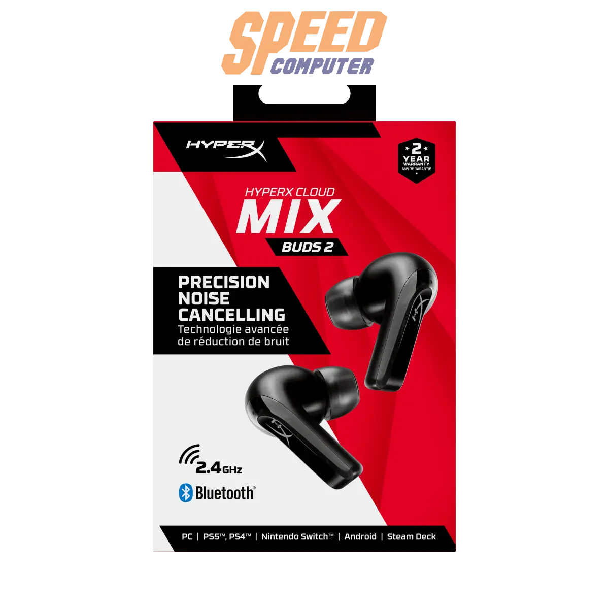 หูฟังไร้สาย HyperX Cloud Mix BUD2 Wireless (7D0A4AA) สีดำ - SpeedCom