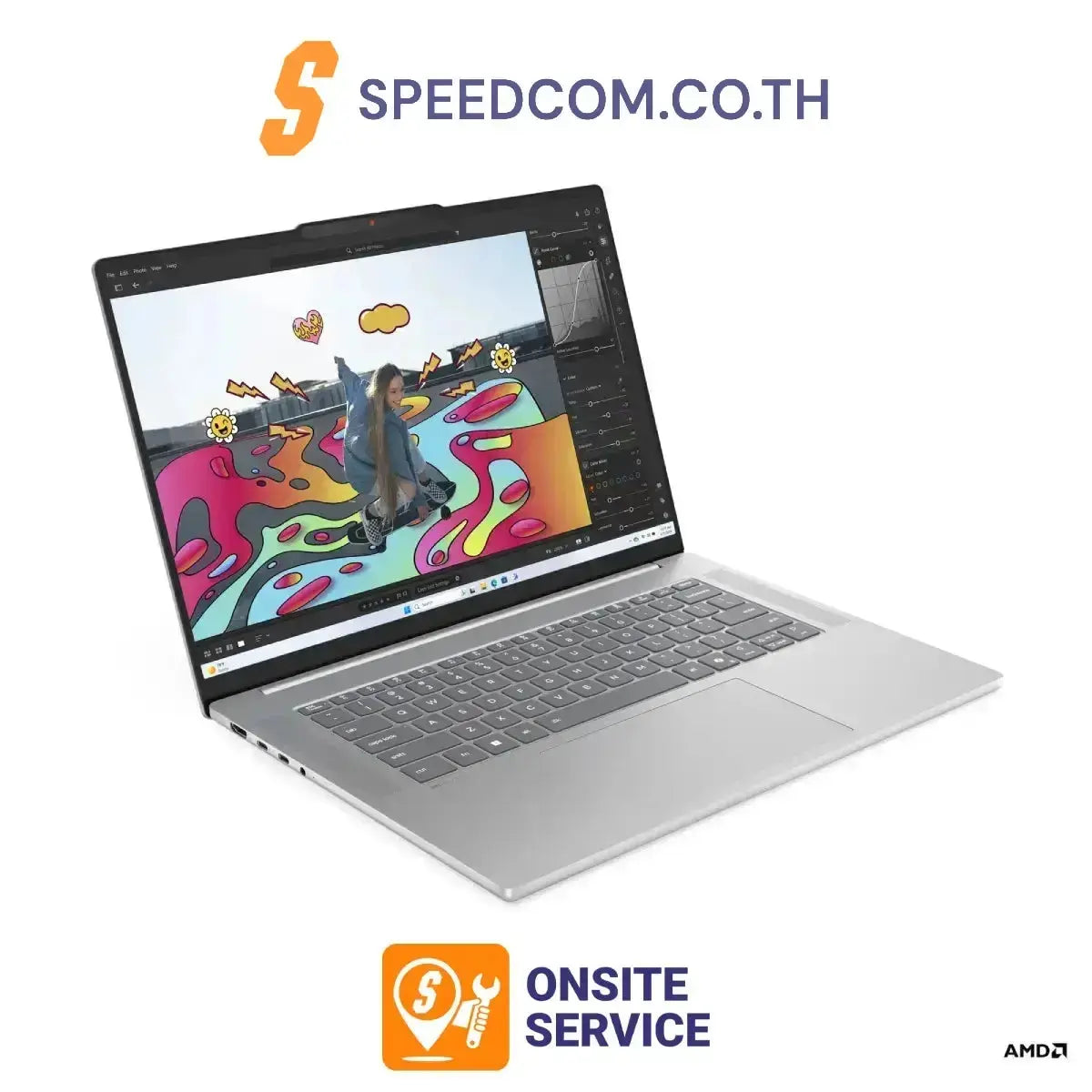 โน๊ตบุ๊ค Lenovo IdeaPad Slim 5 15ARP10-83J3000HTA Ryzen 7 สีเทา (Cloud Grey) - SpeedCom