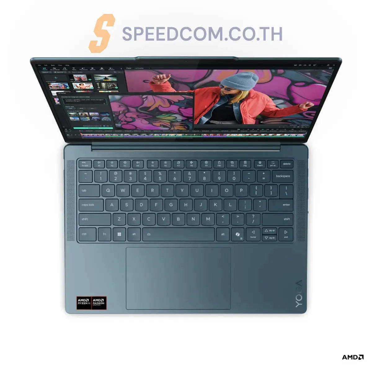 โน๊ตบุ๊ค Lenovo Yoga Slim 7 14AKP10-83JY000TTA Ryzen AI 7 สีน้ำเงิน (Tidal Teal) - SpeedCom