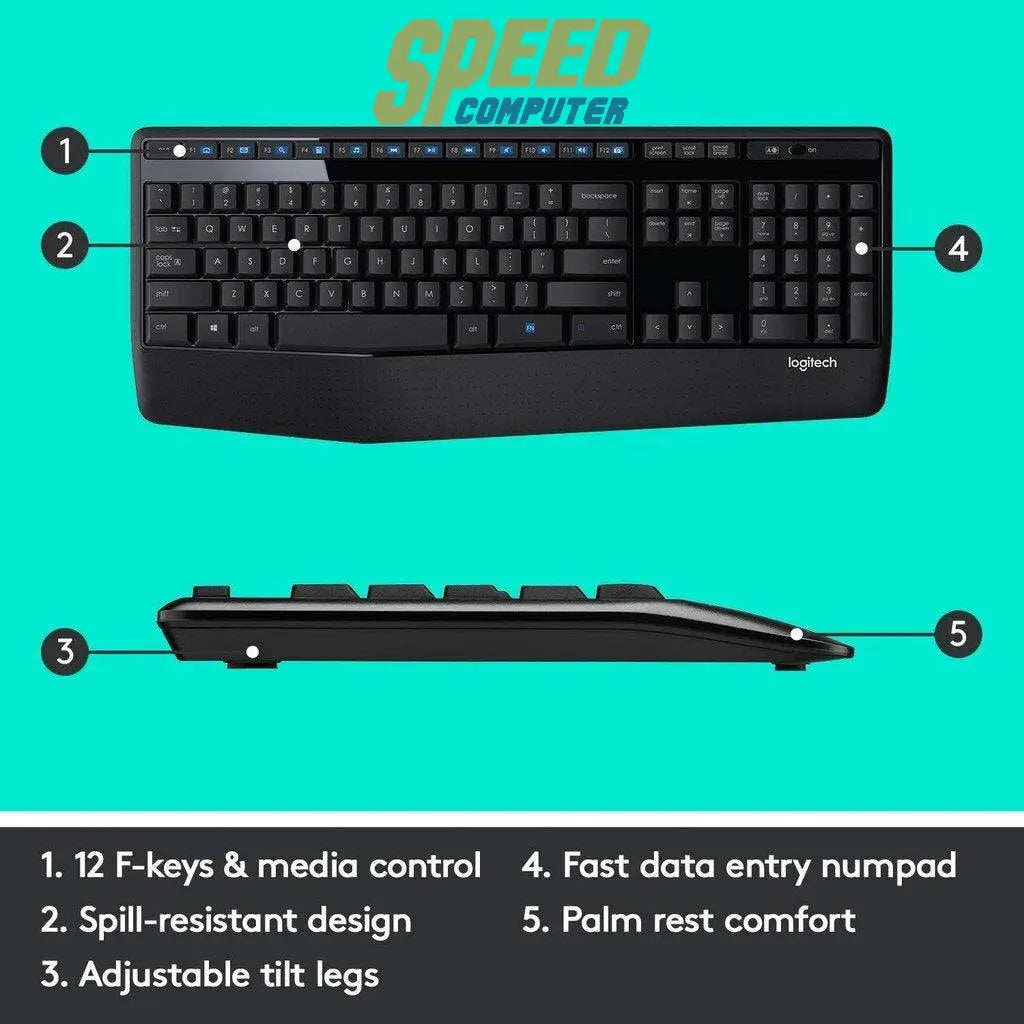 คีย์บอร์ดและเมาท์ไร้สาย Logitech MK345 สีดำ - SpeedCom