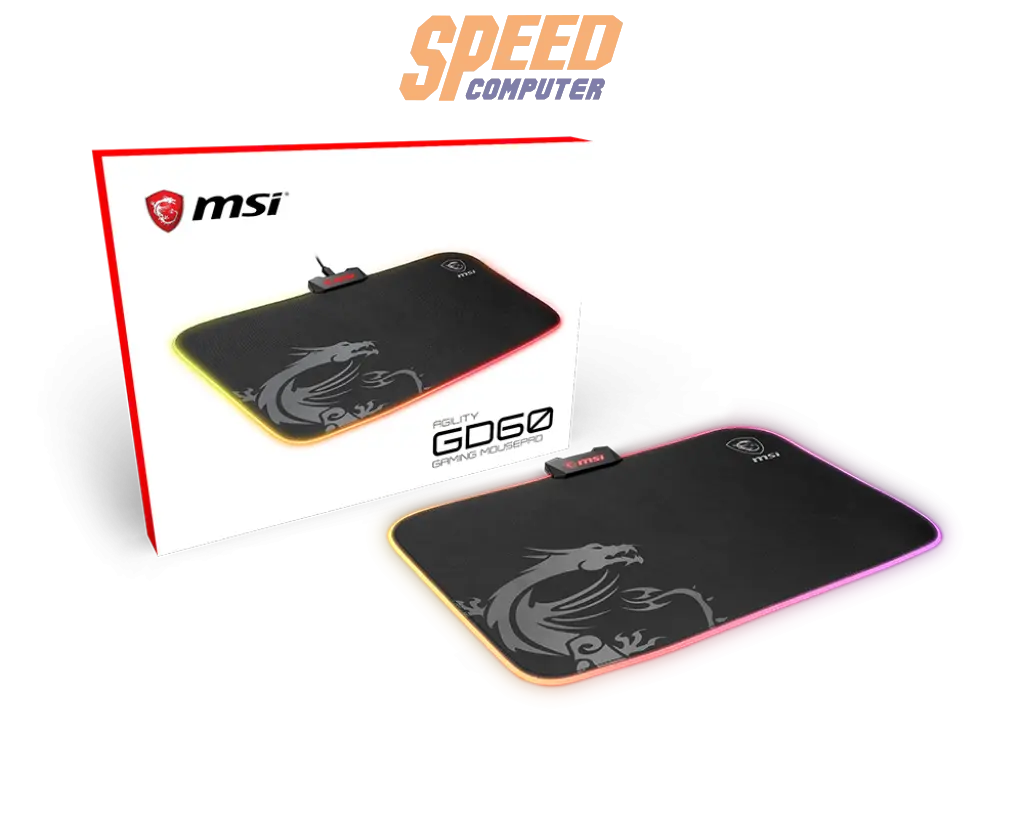 แผ่นรองเมาส์ MSI GAMING MOUSE PAD AGILITY GD60 RGB MICRO TEXTURED CLOTH (386*276*2cm)/ 2 Yrs warrantySpeedCom