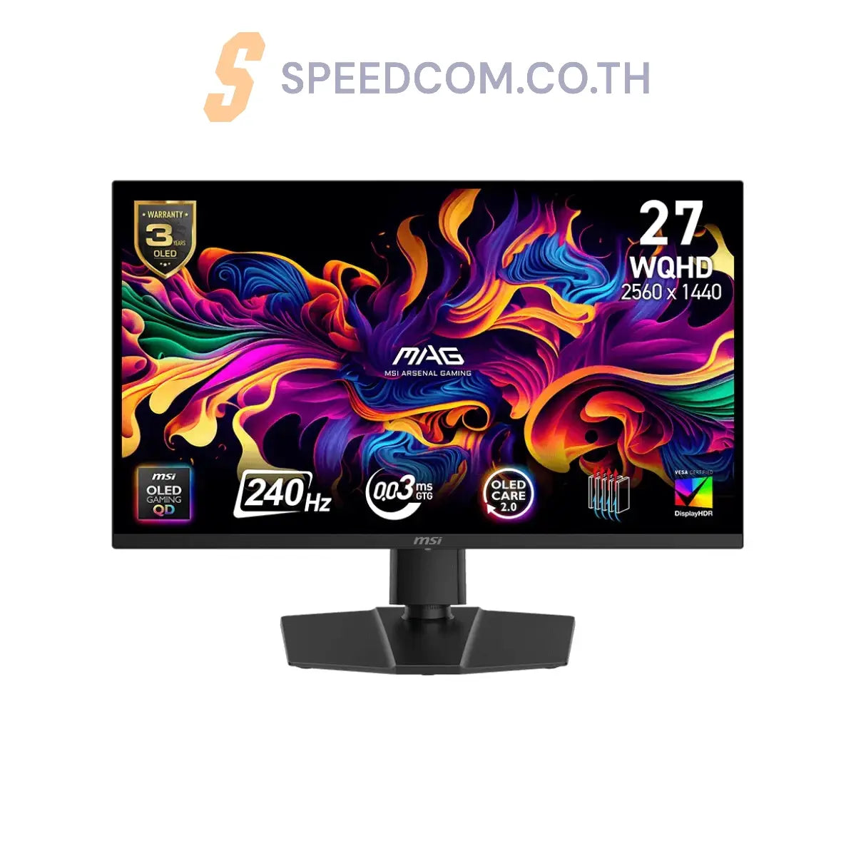 จอมอนิเตอร์ MSI MAG 273QP X24 26.5" QD OLED 240Hz สีดำ - Speedcom
