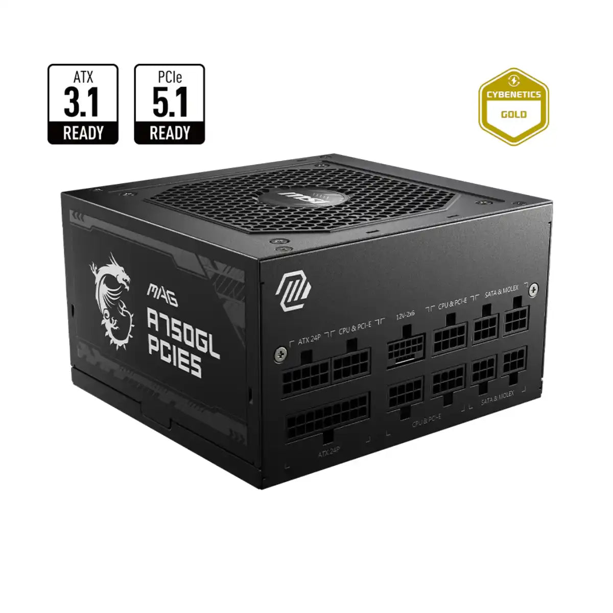อุปกรณ์จ่ายไฟ MSI MAG A750GL 750W 80 PLUS GOLD ATX MSI-MAG-A750GL สีดำSpeedCom