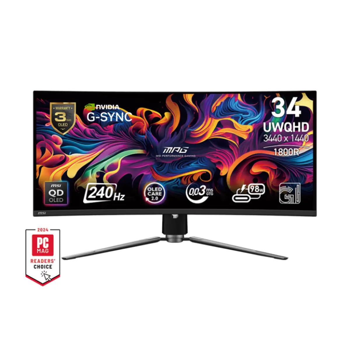จอมอนิเตอร์ MSI MPG 341CQPX 34.18" Curve QD-OLED 240Hz สีดำ